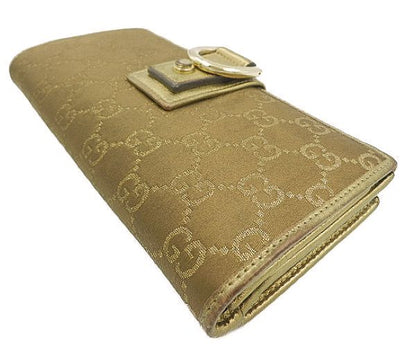 GUCCI グッチ GGキャンバス ラウンドファスナー 長財布 中古  154256 3731 ブラウン ゴールド GGマーク ブランド ウォレット