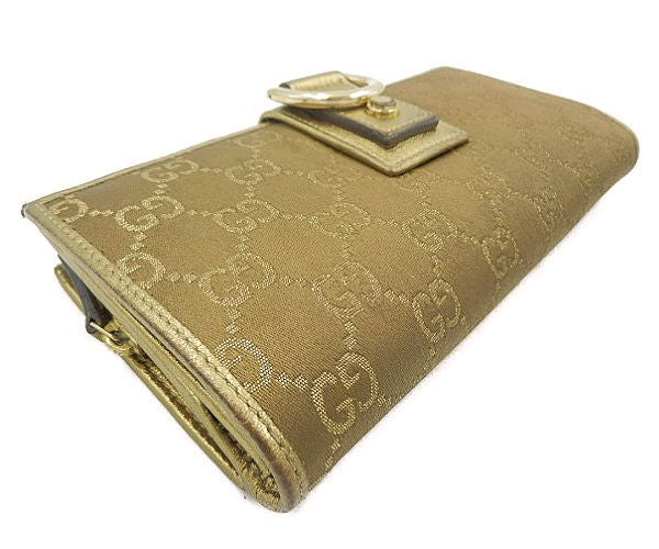 GUCCI グッチ GGキャンバス ラウンドファスナー 長財布 中古  154256 3731 ブラウン ゴールド GGマーク ブランド ウォレット