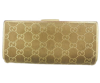 GUCCI グッチ GGキャンバス ラウンドファスナー 長財布 中古  154256 3731 ブラウン ゴールド GGマーク ブランド ウォレット