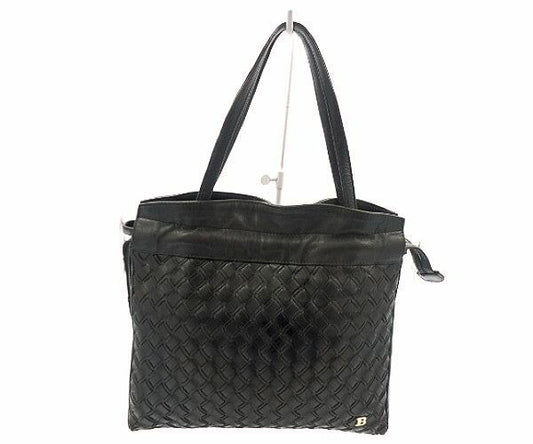 BALLY バリー レザー 編み込み ハンドバッグ 中古  ダークブラウン 焦げ茶 鞄 メッシュ レディース ブランド ミニ