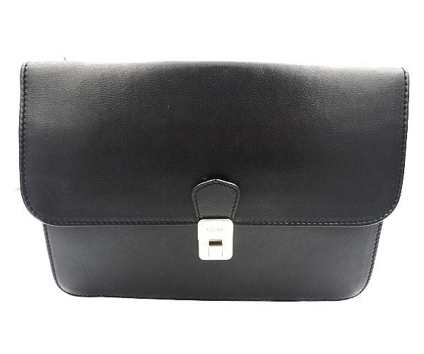CELINE セリーヌ レザー セカンドバッグ 中古  ブラック 黒 クラッチバッグ 鞄 ブランド シンプル おしゃれ