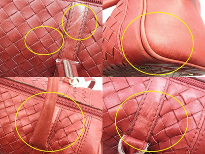 BOTTEGA VENETA ボッテガヴェネタ イントレチャート 2way ボストンバッグ 中古  10800108511 レッド 赤 ショルダーバッグ 鞄 レディース ミニ