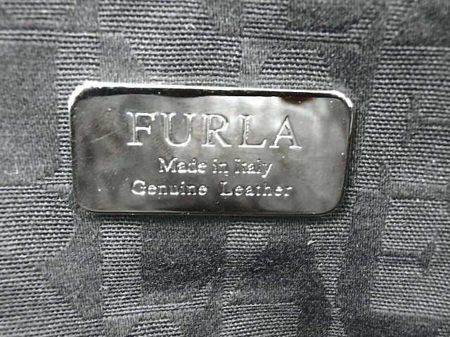 FURLA フルラ レザー ハンドバッグ 中古  レッド ネイビー 赤 紺 ブランド 鞄 レディース