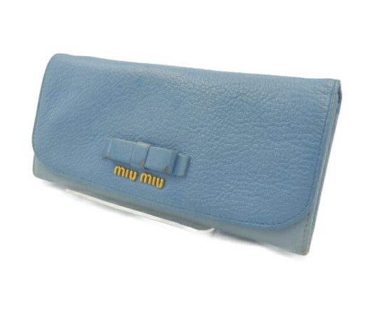miu miu Wホック リボン レザー 本革 長財布  中古 ミュウミュウ ブランド おしゃれ 収納 カード入れ 小銭入れ