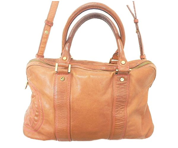 TORY BURCH トリーバーチ レザー 2way ボストンバッグ 中古  ショルダーバッグ ブラウン 茶 ブランド レディース 鞄