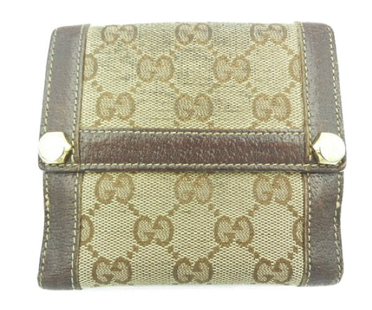 GUCCI グッチ GGキャンバス Wホック財布 中古  154117 1502 GGマーク ブランド ユニセックス メンズ レディース