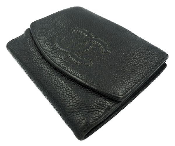 CHANEL シャネル キャビアスキン Wホック財布 中古  10040005 ブラック 黒 ウォレット ブランド レディース