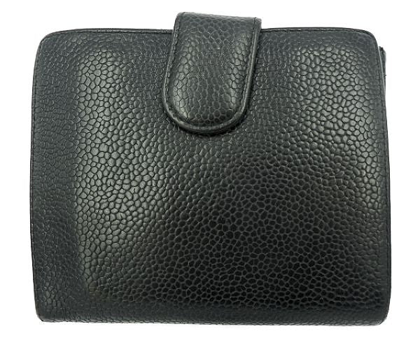 CHANEL シャネル キャビアスキン Wホック財布 中古  10040005 ブラック 黒 ウォレット ブランド レディース