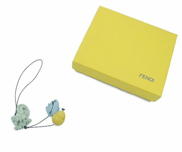 FENDI フェンディ リス ストラップ 中古 アニマル 動物 ブランド かわいい グリーン イエロー ブルー