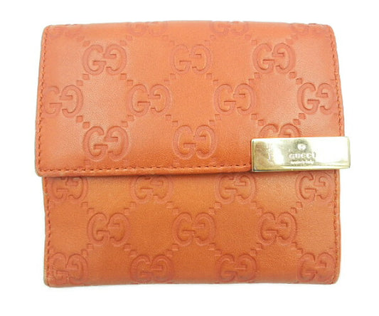 GUCCI グッチ GGシマ Wホック財布 中古  257015･493075 オレンジ 橙 ブランド ウォレット おしゃれ