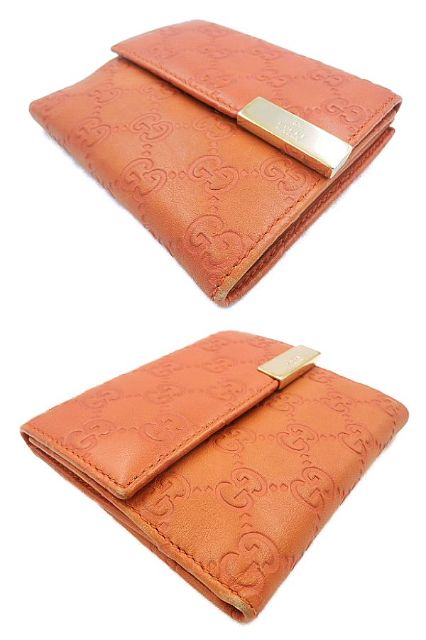 GUCCI グッチ GGシマ Wホック財布 中古  257015･493075 オレンジ 橙 ブランド ウォレット おしゃれ