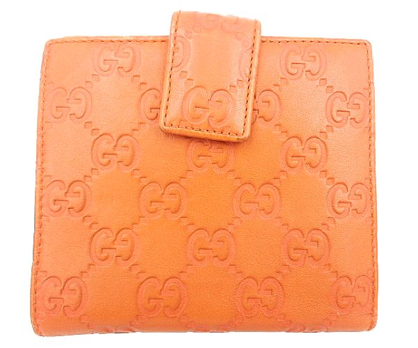GUCCI グッチ GGシマ Wホック財布 中古  257015･493075 オレンジ 橙 ブランド ウォレット おしゃれ