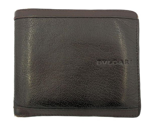 BVLGARI ブルガリ グレインレザー 二つ折り財布 中古 ブラウン 茶 メンズ ブランド ウォレット シンプル