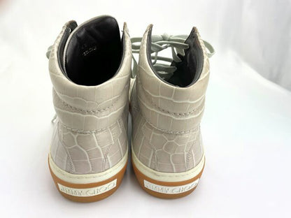 Jimmy Choo ジミーチュウ クロコ 型押し ハイカットスニーカー 約28cm 中古  43 メンズ グレー レザー ブランド 靴 おしゃれ