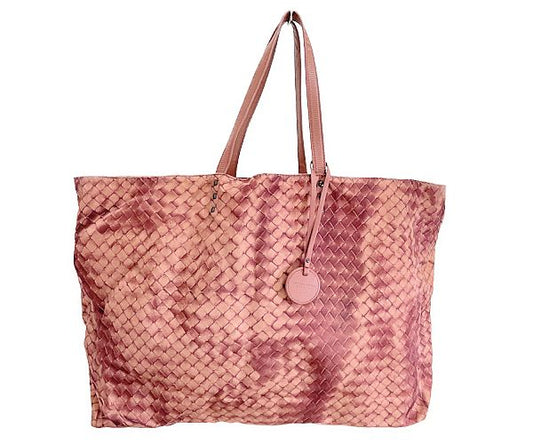 BOTTEGA VENETA ボッテガヴェネタ イントレッチオリュージョン トートバッグ 中古  B013801 68V ピンク ブランド ナイロン 大きめ 鞄 レディース