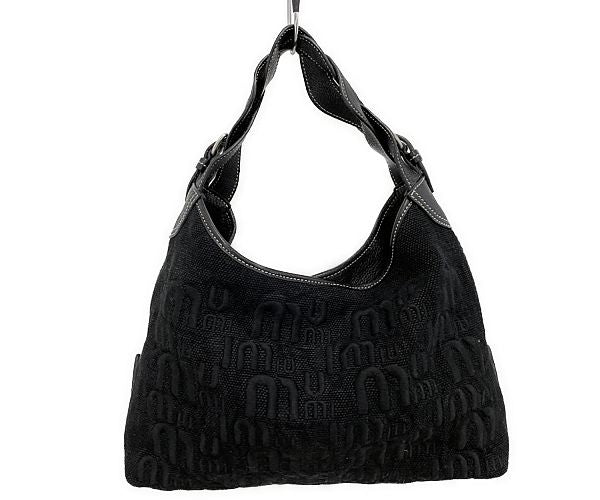 miu miu ミュウミュウ ロゴ ハンドバッグ 中古  ブラック 黒 レディース ブランド 鞄