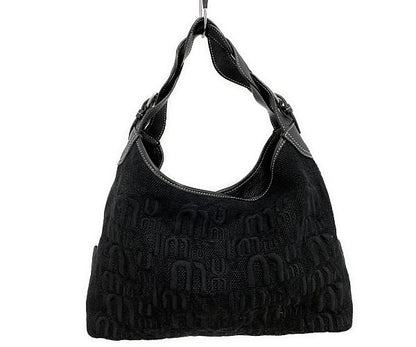 miu miu ミュウミュウ ロゴ ハンドバッグ 中古  ブラック 黒 レディース ブランド 鞄