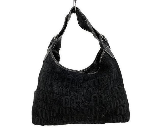 miu miu ミュウミュウ ロゴ ハンドバッグ 中古  ブラック 黒 レディース ブランド 鞄