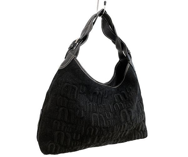 miu miu ミュウミュウ ロゴ ハンドバッグ 中古  ブラック 黒 レディース ブランド 鞄