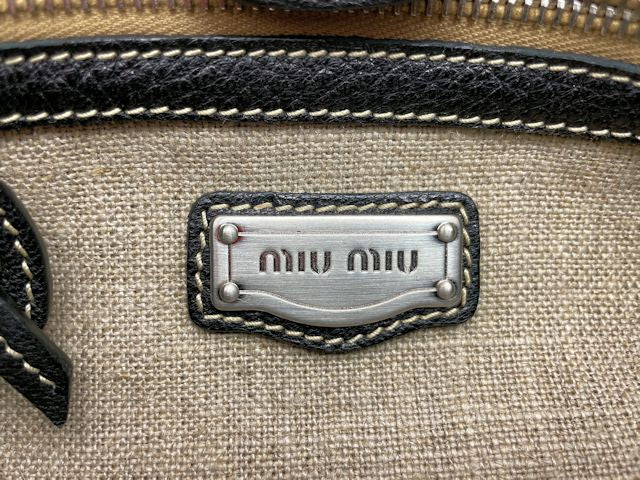miu miu ミュウミュウ ロゴ ハンドバッグ 中古  ブラック 黒 レディース ブランド 鞄