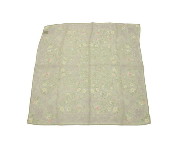 ETRO シルク 100％ ミニ スカーフ 45×45 中古 エトロ 絹 小さめ ブランド おしゃれ 花柄 幾何学模様