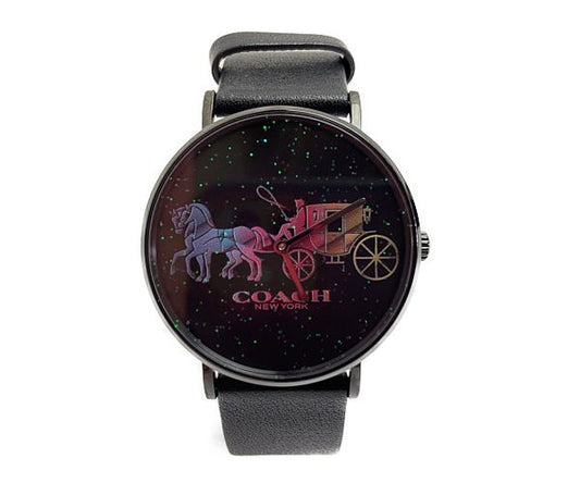 COACH コーチ クォーツ 腕時計 中古  ブラック 黒 ラメ ロゴ レディース おしゃれ ブランド