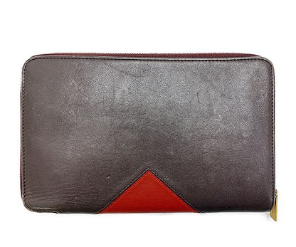 CELINE セリーヌ ハート モチーフ ラウンドファスナー 長財布 中古  レッド 赤 ヴィンテージ ウォレット ブランド レディース