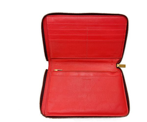 CELINE セリーヌ ハート モチーフ ラウンドファスナー 長財布 中古  レッド 赤 ヴィンテージ ウォレット ブランド レディース