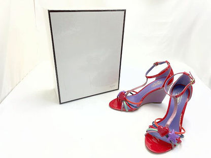 COACH コーチ エナメル サンダル 約24cm 中古  マルチカラー カラフル レディース 5 ハート スター ブランド