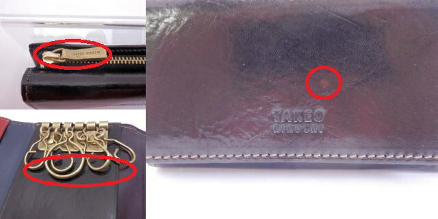 TAKEO KIKUCHI レザー 5連 キーケース 小銭入れ 中古 タケオ キクチ 本革 コンパクト ミニ カード入れ ブランド 収納