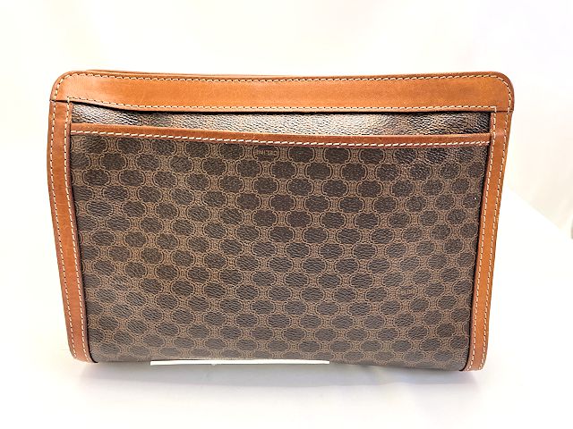 CELINE セリーヌ マカダム セカンドバッグ 中古  ブラウン PVC レザー レディース 鞄 ブランド おしゃれ