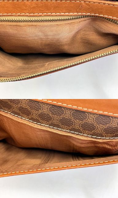 CELINE セリーヌ マカダム セカンドバッグ 中古  ブラウン PVC レザー レディース 鞄 ブランド おしゃれ