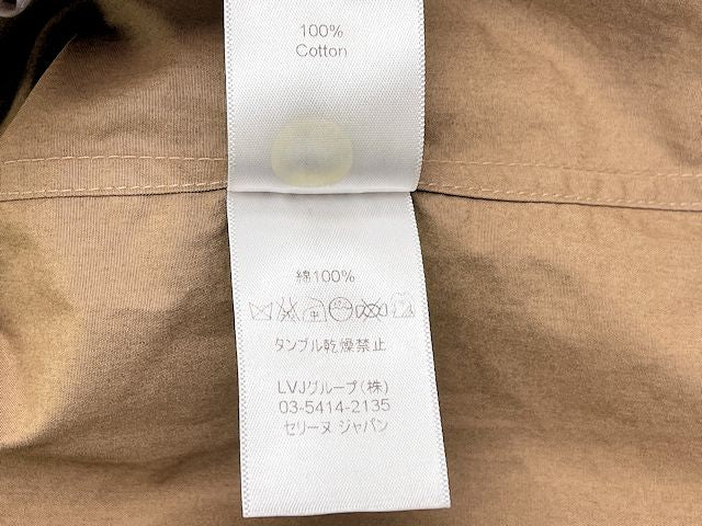 CELINE セリーヌ コットン シャツ 36 中古  2 ON79/2891 フィービー期 長袖 Sサイズ 綿 ベージュ レディース