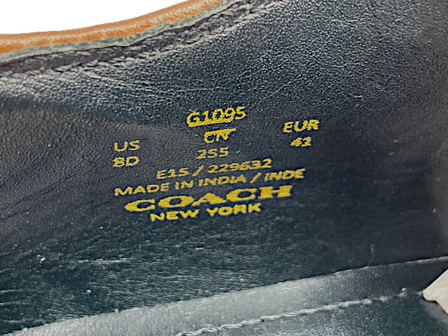 COACH コーチ ウィングチップ ビジネスシューズ 約26.5cm 中古  G1095 ブラウン 茶 メンズ 8 ブランド レースアップ 靴