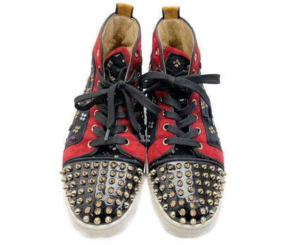 Christian Louboutin クリスチャンルブタン スタッズ ハイカットスニーカー 約25cm 中古  スパイク レッド ブラック 40 メンズ ブランド 靴 おしゃれ