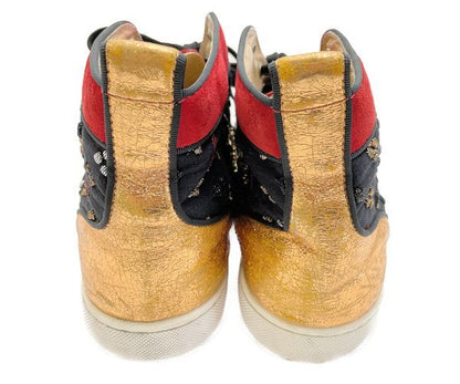 Christian Louboutin クリスチャンルブタン スタッズ ハイカットスニーカー 約25cm 中古  スパイク レッド ブラック 40 メンズ ブランド 靴 おしゃれ