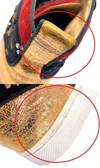 Christian Louboutin クリスチャンルブタン スタッズ ハイカットスニーカー 約25cm 中古  スパイク レッド ブラック 40 メンズ ブランド 靴 おしゃれ