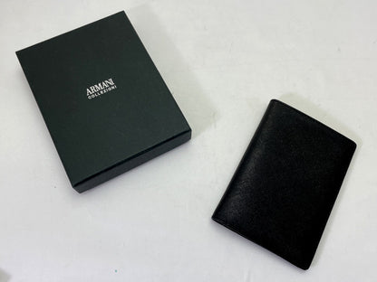 ARMANI COLLEZIONI アルマーニ コレツィオーニ パスポート カバー 中古  ホルダー レザー ブラック 黒 メンズ ブランド
