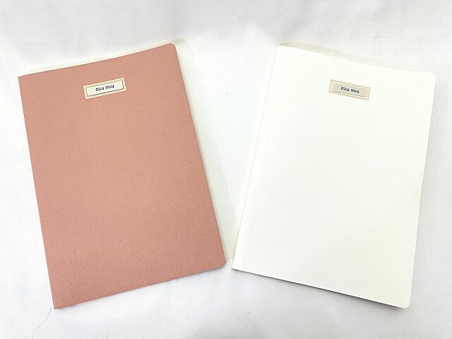 miu miu ミュウミュウ ノート & 鉛筆 ×2 セット 中古 文房具 ブランド 筆記用具 文具 ホワイト ピンク