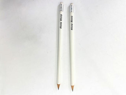 miu miu ミュウミュウ ノート & 鉛筆 ×2 セット 中古 文房具 ブランド 筆記用具 文具 ホワイト ピンク