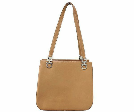 Salvatore Ferragamo サルヴァトーレフェラガモ ガンチーニ レザー ハンドバッグ 中古  ブラウン 茶 ブランド 鞄 レディース