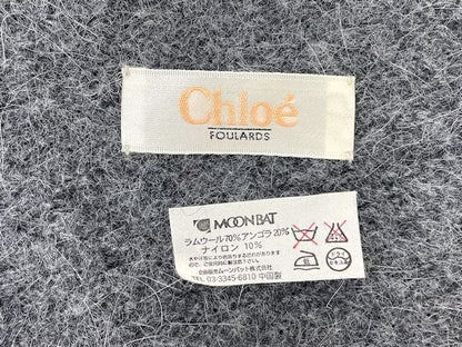 Chloe クロエ ウール混 マフラー 中古  グレー 冬物 レディース アンゴラ ブランド おしゃれ
