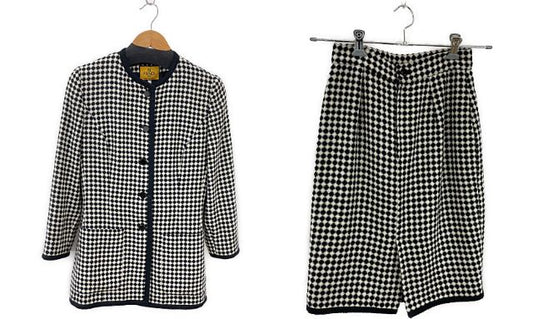 FENDI フェンディ ウール セットアップ 42 中古  Mサイズ レディース チェッカー ブラック ホワイト ジャケット