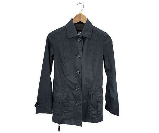 BURBERRY LONDON バーバリー ロンドン コットン ステンカラー ジャケット 36 中古  ブラック 黒 レディース ブランド アウター おしゃれ