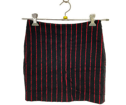 VERSUS VERSACE ヴェルサスヴェルサーチ ウール混 ミニ タイトスカート 24/38 中古  Sサイズ ブラック レッド ストライプ レディース ブランド