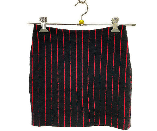 VERSUS VERSACE ヴェルサスヴェルサーチ ウール混 ミニ タイトスカート 24/38 中古  Sサイズ ブラック レッド ストライプ レディース ブランド