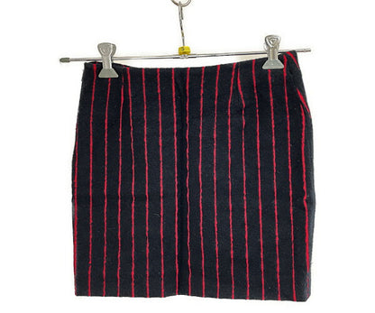 VERSUS VERSACE ヴェルサスヴェルサーチ ウール混 ミニ タイトスカート 24/38 中古  Sサイズ ブラック レッド ストライプ レディース ブランド