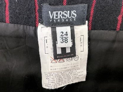 VERSUS VERSACE ヴェルサスヴェルサーチ ウール混 ミニ タイトスカート 24/38 中古  Sサイズ ブラック レッド ストライプ レディース ブランド