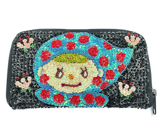 Curly Collection カーリーコレクション スパンコール ラウンドファスナー 長財布 中古  キャラクター マリちゃん ウォレット レア 希少 レディース