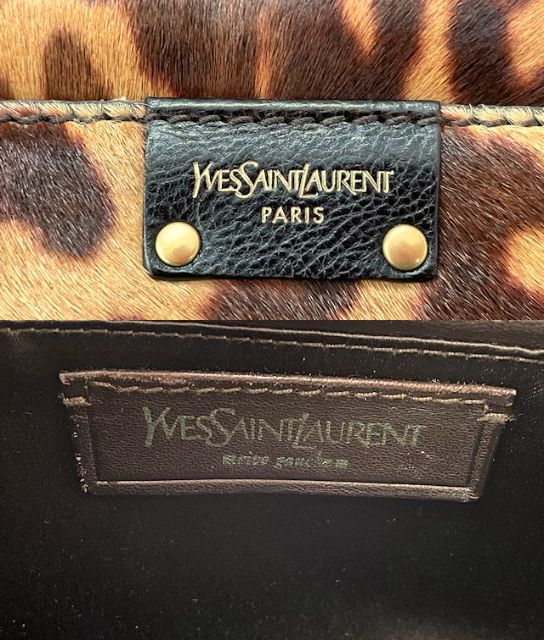 Yves Saint Laurent イヴサンローラン ハラコ ハンドバッグ 中古  レオパード ヒョウ柄 ブラウン ブランド レディース 鞄